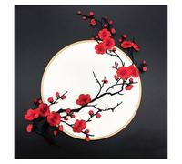 Embroidered Flower On Patch 1PC Plum Blossom Applique Patch | Plum Blossom Applique Fabric Sticker Iron on Sew Repair(Color 2)