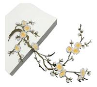 Embroidered Flower On Patch 1pc Plum Blossom Applique Patch | Plum Blossom Applique Fabric Sticker Iron on Sew Repair(Color 1)