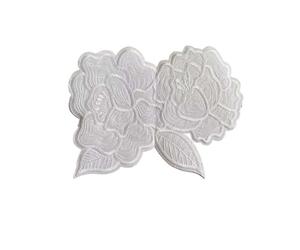 Embroidered Flower On Patch 1pc White Flowers Fabric Applique