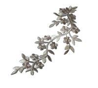 Embroidered Flower Patches 1Pcs Plum Blossom Flower Embroidery Patch Applique Clothing Fabric Sticker Iron on Dress Craft Decoration DIY(Beige)
