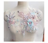 Embroidered Flower Patches 3D Embroidered Sewing on Patches for Clothing Flower Lace Patch Wedding Party Gown Bridal Dress Fabric Appliques DIY Repair(Light Blue)