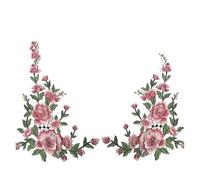 Embroidered Flower Patches Large Embroidered Peony Flowers Lace Patch Applique, Three-Dimensional Garment Fabric, DIY Accessories, Sew on, 1 Set per Lot(Pink 1pair)