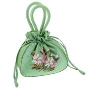 Embroidered Flowers Purse with Handle, Velvet Evening Bag Green | Floral Clutch Style, Spacious Polyester Interior, Party and Travel Use, Fashionable Elegant Look