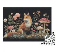 Embroidered Fox Wall Art Jigsaw Puzzles Puzzle for Adults Kids. 1000 Piece Impossible Challenge Toy Educational Games Home Decoration for Educational Games Gifts 70x50cm/1000pcs