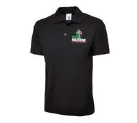 Embroidered Free Palestine End Israeli Occupation Polo Shirt, Stand with Palestine Support Unisex Top (Black, L, l)