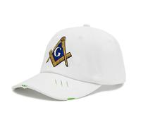 Embroidered Freemason Baseball Cap for Men and Women, 100% Cotton Adjustable Thickened Masonic Mason Classic Hat, White, One size