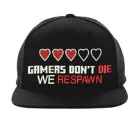 Embroidered Gamers Don't Die** We Respawn Snapback Mens Attitude Funny Gamers Players Gaming Birthday Gym Wear Cap Gift Black