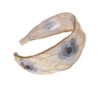 Embroidered Hair Band Floral Pattern Wide Stretchable Band Breathable Fabric Hair Styling Accessory For Women Breathable Hairband For Women