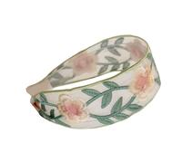 Embroidered Hair Band Floral Pattern Wide Stretchable Band Breathable Fabric Hair Styling Accessory For Women Breathable Hairband For Women