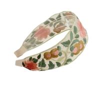 Embroidered Hair Band Floral Pattern Wide Stretchable Band Breathable Fabric Hair Styling Accessory For Women Breathable Hairband For Women