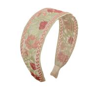 Embroidered Hair Band Floral Pattern Wide Stretchable Band Breathable Fabric Hair Styling Accessory for Women Embroidery Flower Hairband