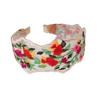 Embroidered Hair Band Floral Pattern Wide Stretchable Breathable Fabric Styling Accessory for Women Bohemians Embroidered Floral Pattern