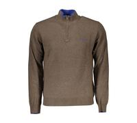 Embroidered Half-Zip Jumper with Contrast Details - male - Harmont & Blaine - Turtlenecks - Brown - 2XL - Knitwear 2XL