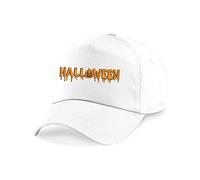 Embroidered Halloween Original 5-Panel Baseball Cap, Pumpkin Trick Or Treat Happy Halloween Unisex Hat (White)