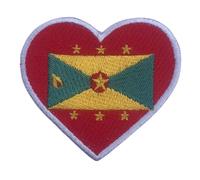 Embroidered Heart Flag Patch - Iron-On National Emblem Applique - Tactical Military Patch for Jackets, Backpacks, Hats Grenada - 6.5 x 7 cm