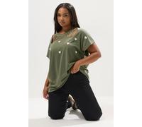 Embroidered Heart Slash Detail Top Yours Green 20