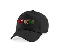 Embroidered HO HO HO Christmas Original Baseball Cap, Funny Ugly Merry Xmas Gift Unisex Hat (Black)