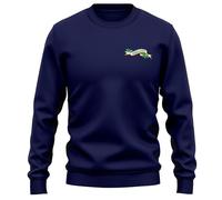 Embroidered Ireland Ribbon Adult Sweatshirt - Irish Shamrocks Design - Patriotic Pride Unisex Sweater - Mens Womens Heritage Gift, L, Navy