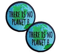Embroidered Iron-on Patches for Clothing: 2Pcs There is No Planet B World Map Iron On/Sew on Patch, Embroidered Patch Emblem Badge for Backpacks,Jeans, Jacket (AC06)