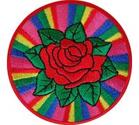 Embroidered Iron On Rainbow Rose Patch Sew On Badge Clothing Embroidery Applique