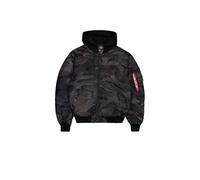 Alpha Industries Men's MA-1 Zip Hood Back EMB Camo Bomber Jacket, Black Camo, S