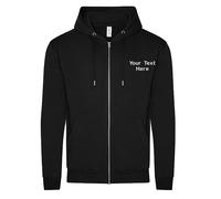 Embroidered Just Hoods AWDis Full Zip Up Organic Zoodie Text Logo Sports Unisex