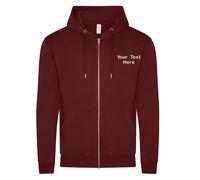 Embroidered Just Hoods AWDis Full Zip Up Organic Zoodie Text Logo Sports Unisex
