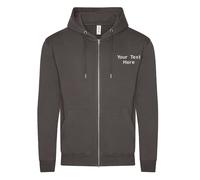 Embroidered Just Hoods AWDis Full Zip Up Organic Zoodie Text Logo Sports Unisex