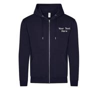 Embroidered Just Hoods AWDis Full Zip Up Organic Zoodie Text Logo Sports Unisex