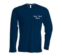 Embroidered Kariban Men's Long-Sleeved Crew Neck T-Shirt Personalised Logo Text