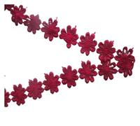 Embroidered lace Ribbon 1-15 Yards Colorful Daisy Flowers Lace 25mm Wide Garment Hat Curtain DIY Handmade Patchwork Ribbon Sewing Supplies Crafts(Wine red,1 Yards)
