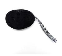 Embroidered lace Ribbon 10Yards Lace Ribbon Handicrafts Embroidered Net Trims for Wedding Fabric for Sewing Clothes Fringe for Curtains Width 1.5cm(Black Lace)