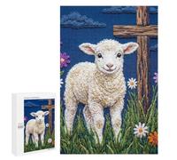 Embroidered Lamb And Cross Jigsaw Puzzle for Adults And Families, 1000 PCS, A Creative Way to Unwind after A Busy Day, for Quiet Evenings