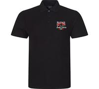 Embroidered Left Chest Armed Forces Day 25 June Polo Shirt Veterans' Day British Armed Forces United Kingdom Flag Remembrance Day Unisex Gift Polo Top (Black, L, l)