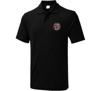 Embroidered Left Chest Ve Day 1945-2025 UK Flag Unisex Poloshirt, Lest We Forget Adults Polo Black