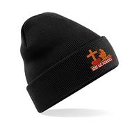 Embroidered Lest We Forget Anzac Day Beanie Cap British Veterans Remembrance Day Poppy Flower Unisex Gift Beanie Hat (Black)