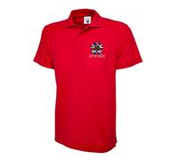Embroidered Lest We Forget UC124 Polo Shirt, Remembrance Day Poppy Flower British Arm Unisex Top