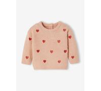 Embroidered little hearts baby jumper rosy