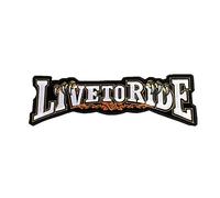 Embroidered Live to Ride Embroidery Patches for Clothing Iron on Clothes Punk Biker Motorcycle Appliques Badge Stripe Sticker (White)