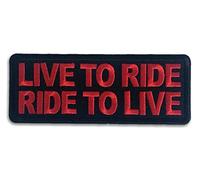 Embroidered Live to Ride Ride to Live Red on Black Iron on Patch