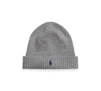 Embroidered Logo Beanie in Merino Wool grey