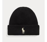 Embroidered Logo Cotton Beanie Black