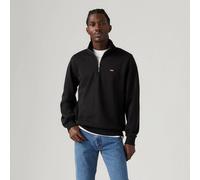 Embroidered Logo Cotton Sweatshirt with Quarter-Zip Black
