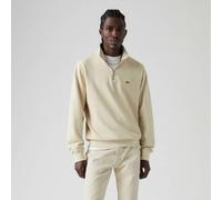 Embroidered Logo Cotton Sweatshirt with Quarter-Zip Ecru
