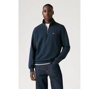 Embroidered Logo Cotton Sweatshirt with Half Zip Navy Blue