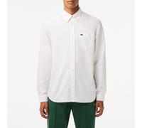 Embroidered Logo Oxford Shirt in Cotton with Long Sleeves White