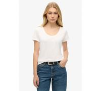 Embroidered Logo Slub T-Shirt in Cotton Mix with Crew Neck White