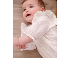 Embroidered Long Sleeve Blouse for Newborn Babies white