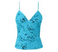 Embroidered Mesh Cami Top Women's Y2K Backless Sheer Sequin Tank Sexy Sparkly Lace Crop Vest Festival Party Night Out Clothes 150 Chars, 05-Sky Blue, L