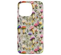 Embroidered Mushrooms Wild Flowers Cottagecore Aesthetic Case for iPhone 15 Pro Max